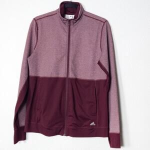 Adidas Sporty Athleisure Zip Jacket Burgundy Size L Performance Casual